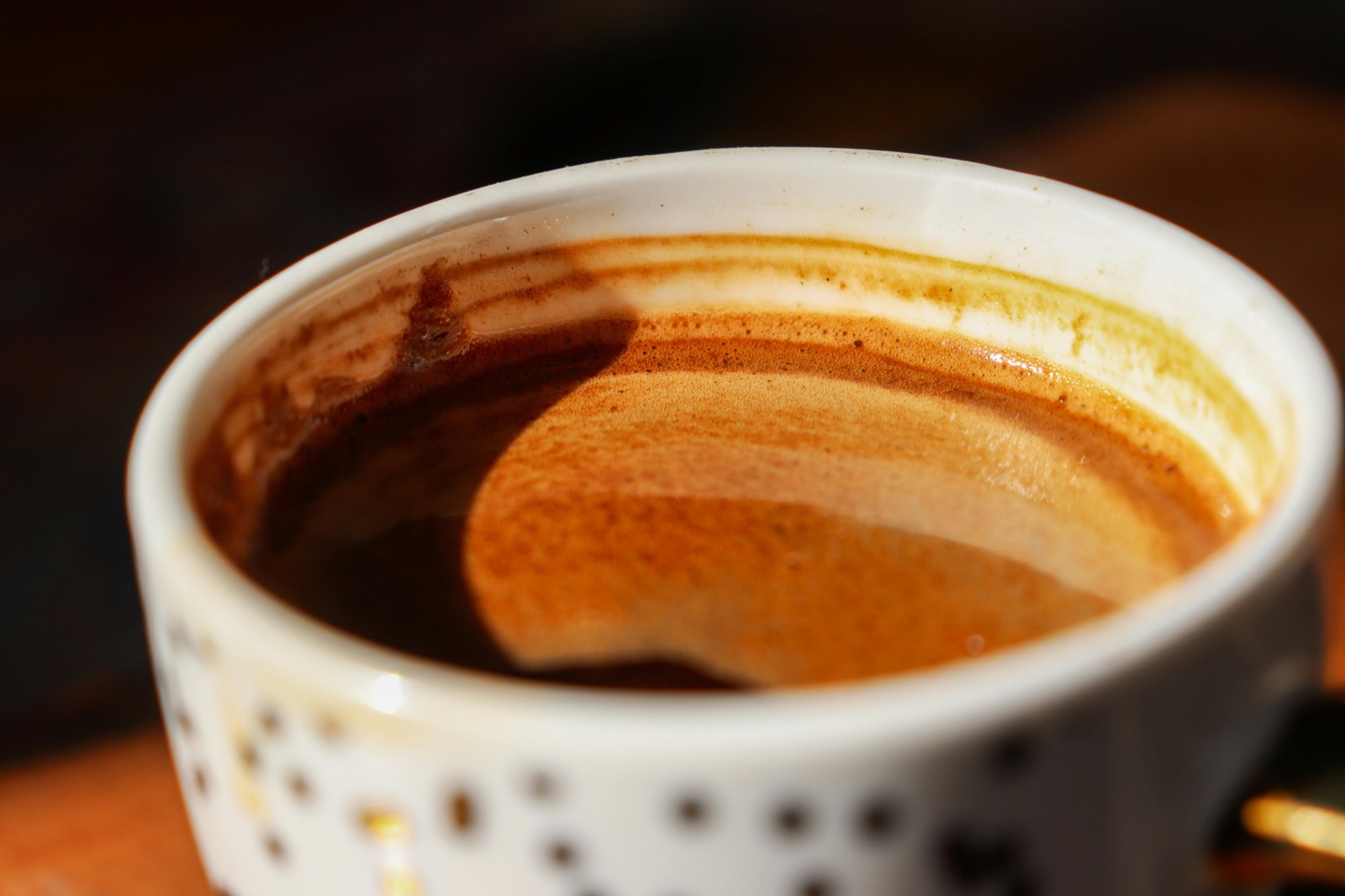 Close-up of espresso with crema for espresso martini service.