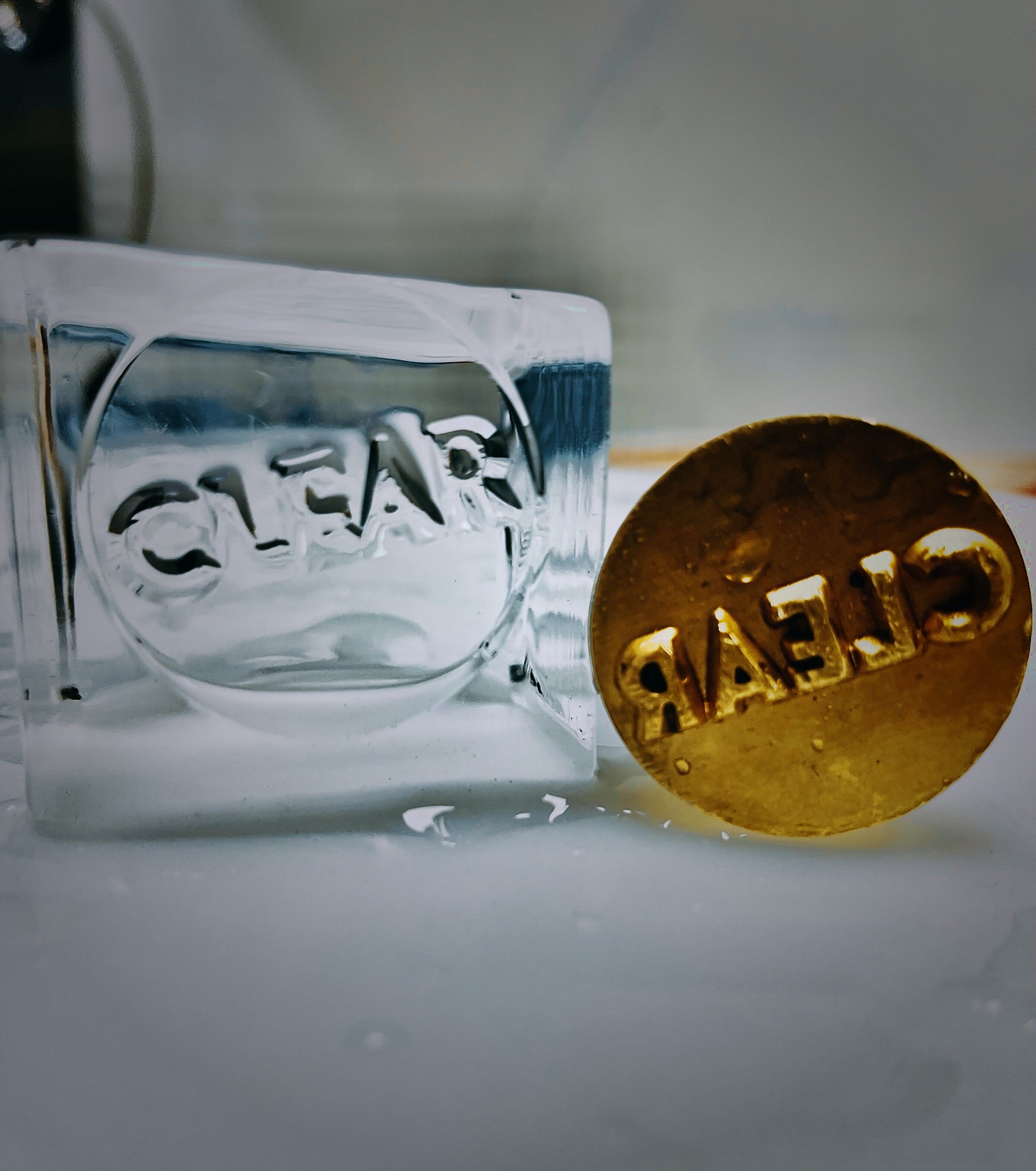 Dramatic stamped clear ice detail showing custom ice capability