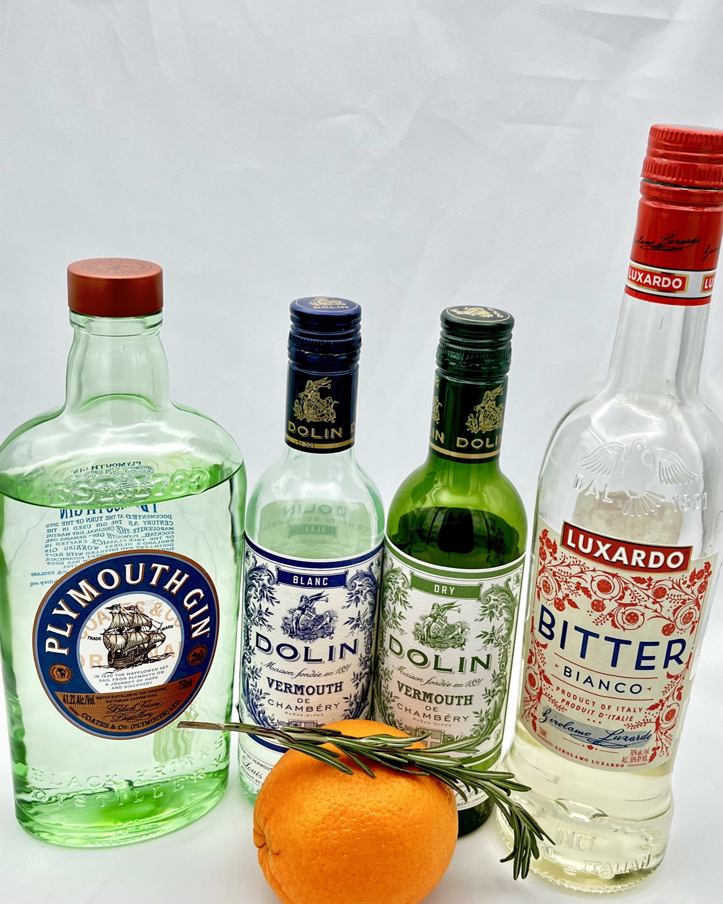 Cocktail ingredients arranged for custom menu direction